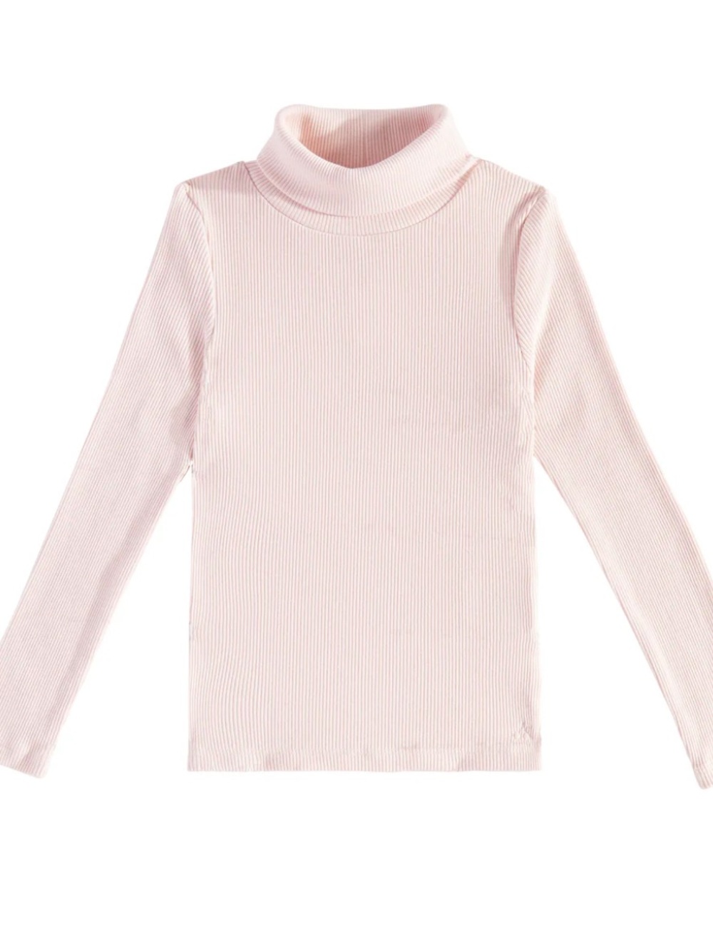 BONPOINT Girls' Pink Ribbed Turtleneck Top - Lightweight Long Sleeve